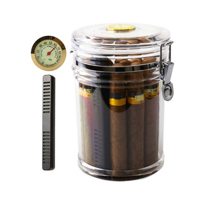 TARRO DE ACRÍLICO CON HUMIDIFICADOR PARA PUROS